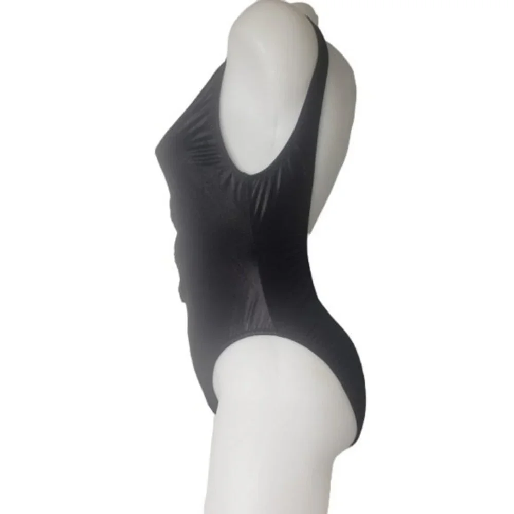 VINTAGE SOUTHERN EXPOSURE CUT OUT FRONT BLACK TANK SWIMSUIT